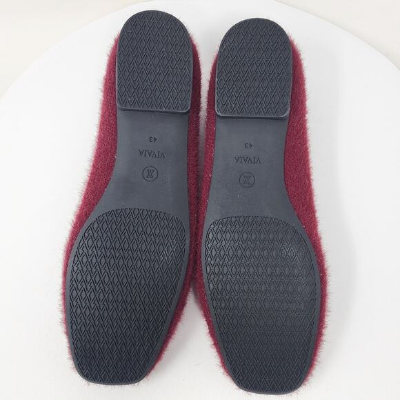 Vivaia Margot 2.0 Flats Size EU43/US11 Bordeaux Maroon Square-Toe Faux Mink - Picture 13 of 15